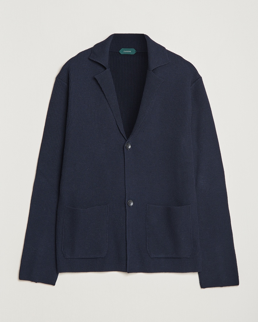 Herre | Zanone | Zanone | Merino Wool Cardigan Jacket Navy