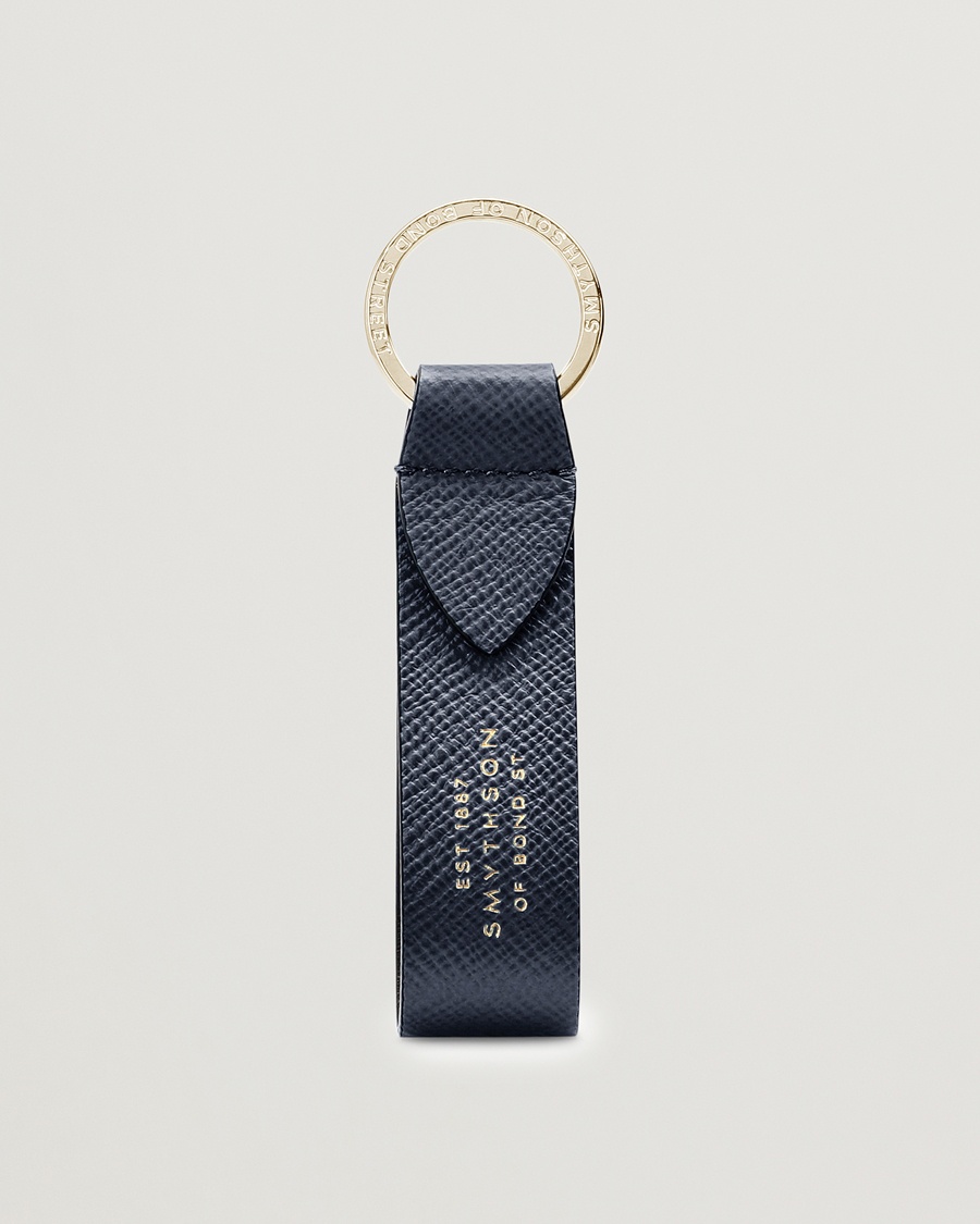 Herre | | Smythson | Panama Leather Keyring Navy
