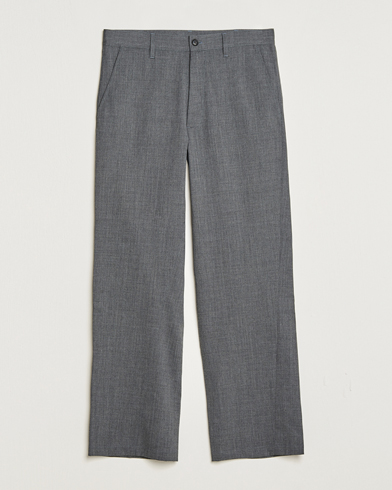 Herre | New Nordics | Sunflower | Wide Twist Wool Trousers Grey Melange