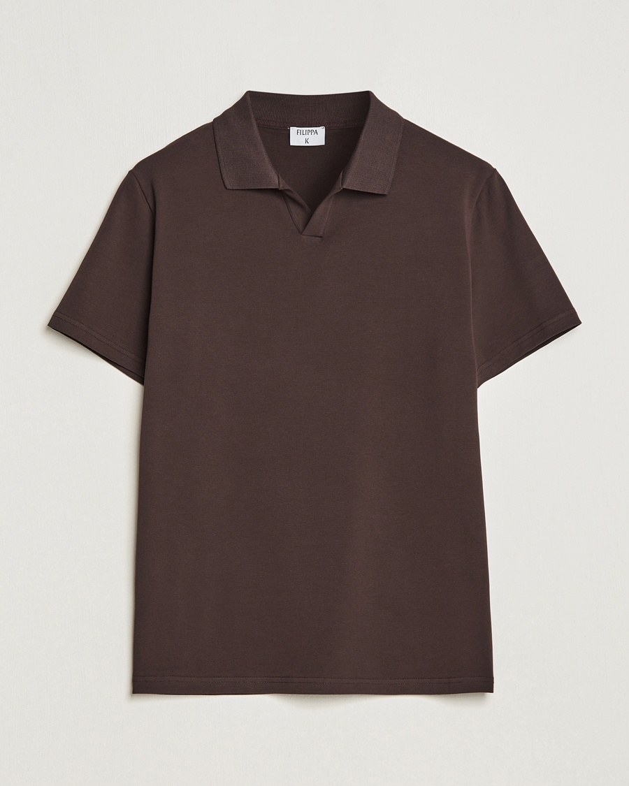 Filippa K Soft Lycra Polo T-Shirt Dark Chocolate – Brun