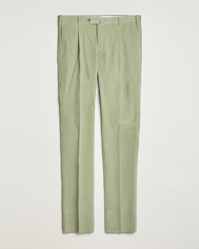 Herre | Fløjlsbukser | PT01 | Slim Fit Pleated Corduroy Trousers Mint