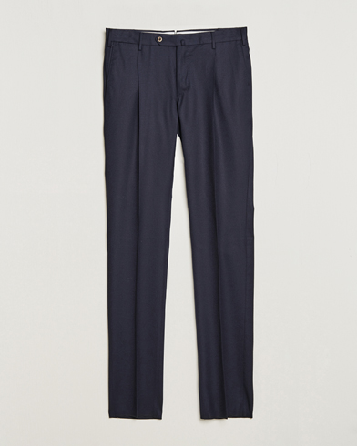 Herre | Flannelsbukser | PT01 | Slim Fit Pleated Flannel Trousers Navy
