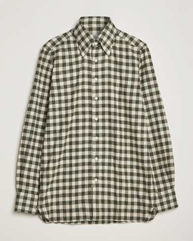 Herre | Flannelskjorter | 100Hands | Checked Cotton Flannel Shirt Green Grey