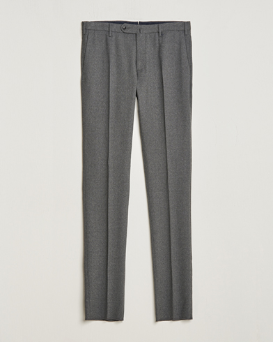  Slim Fit Washable Flannel Trousers Grey Melange 46