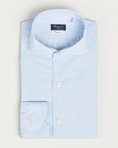 Herre | Casualskjorter | Finamore Napoli | Milano Slim Washed Dress Shirt Blue Check