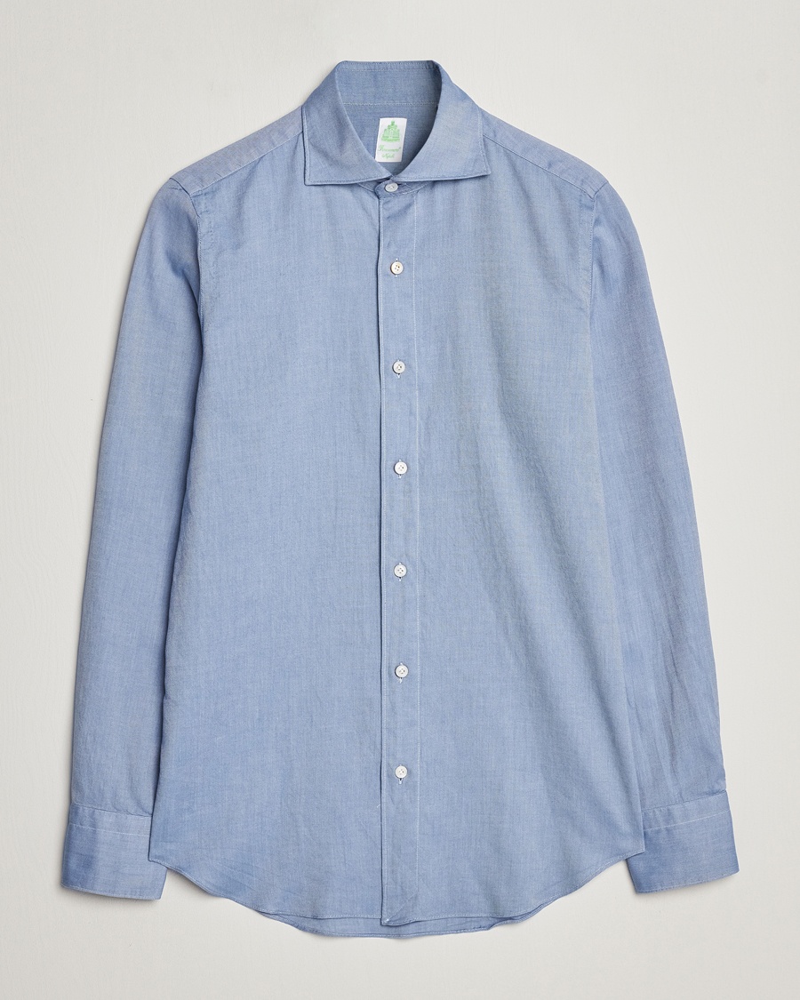 Finamore Napoli Tokyo Slim Flannel Shirt Light Blue