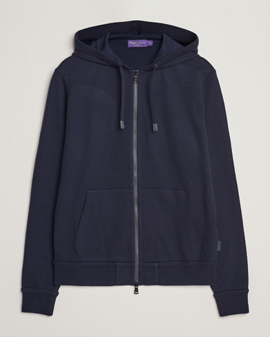 Herre | Hættetrøjer | Ralph Lauren Purple Label | Luxury Fleece Full Zip Sweater Navy
