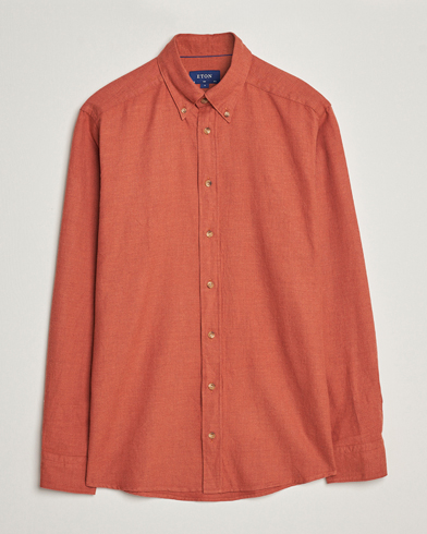 Herre |  | Eton | Slim Fit Twill Flannel Shirt Rust Red