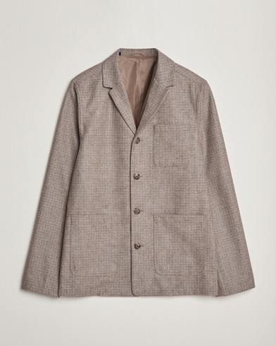 Herre | Eton | Eton | Wool/Cashmere Checked Overshirt Brown