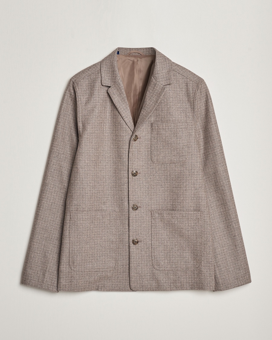 Herre | Eton | Eton | Wool/Cashmere Checked Overshirt Brown