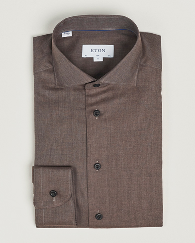 Herre | Tøj | Eton | Slim Fit Wrinkle Free Flannel Shirt Dark Brown