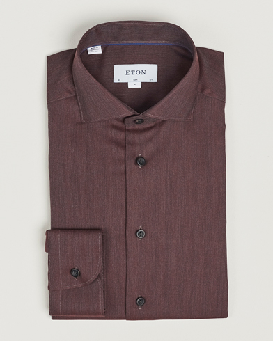 Herre | Tøj | Eton | Slim Fit Wrinkle Free Flannel Shirt Burgundy