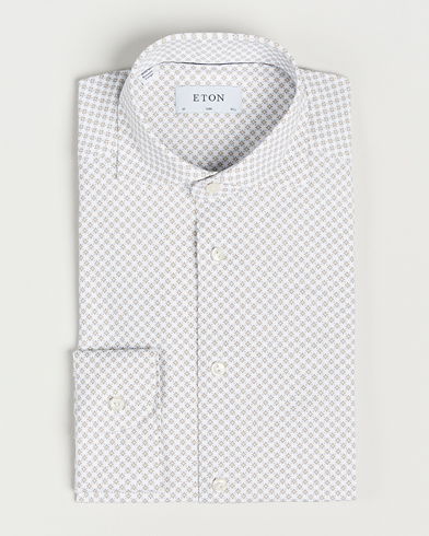 Herre | Businesskjorter | Eton | Slim Fit Four Way Stretch Printed Shirt Beige