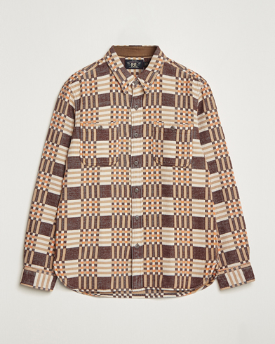 Herre | RRL | RRL | Cody Brushed Flannel Overshirt Brown Check