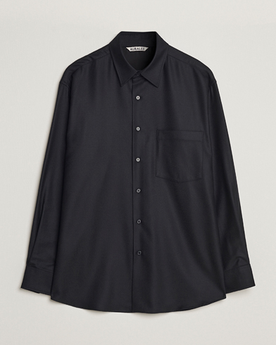 Herre | Nye produktbilleder | Auralee | Super Light Wool Shirt Black
