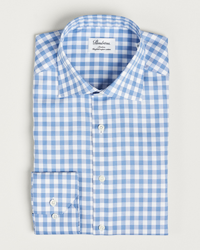 Herre | Businesskjorter | Stenströms | Slimline Check Cut Away Shirt Light Blue