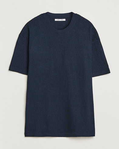 Herre | Samsøe & Samsøe | Samsøe & Samsøe | Dino Waffle Knitted Crew Neck T-Shirt Salute Navy