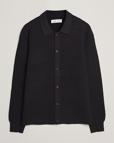 Herre | Samsøe & Samsøe | Samsøe & Samsøe | Jules Waffle Knitted Cardigan Black