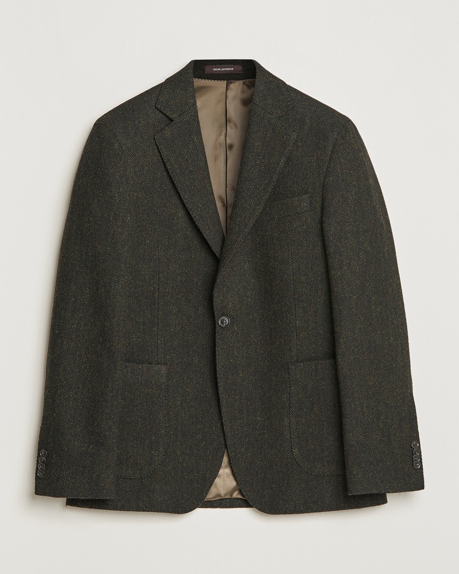  Fogerty Moon Herringbone Tweed Blazer Green