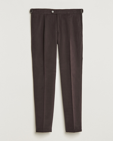 Herre | Business & Beyond | Oscar Jacobson | Delon Brushed Cotton Trousers Brown