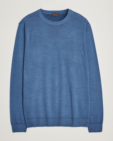 Herre |  | Stenströms | Garment Dyed Merino Wool Crewneck Blue