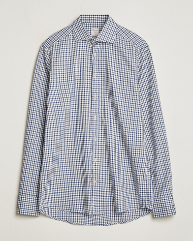 Herre |  | Stenströms | Slimline Small Checked Flannel Shirt Blue/Grey
