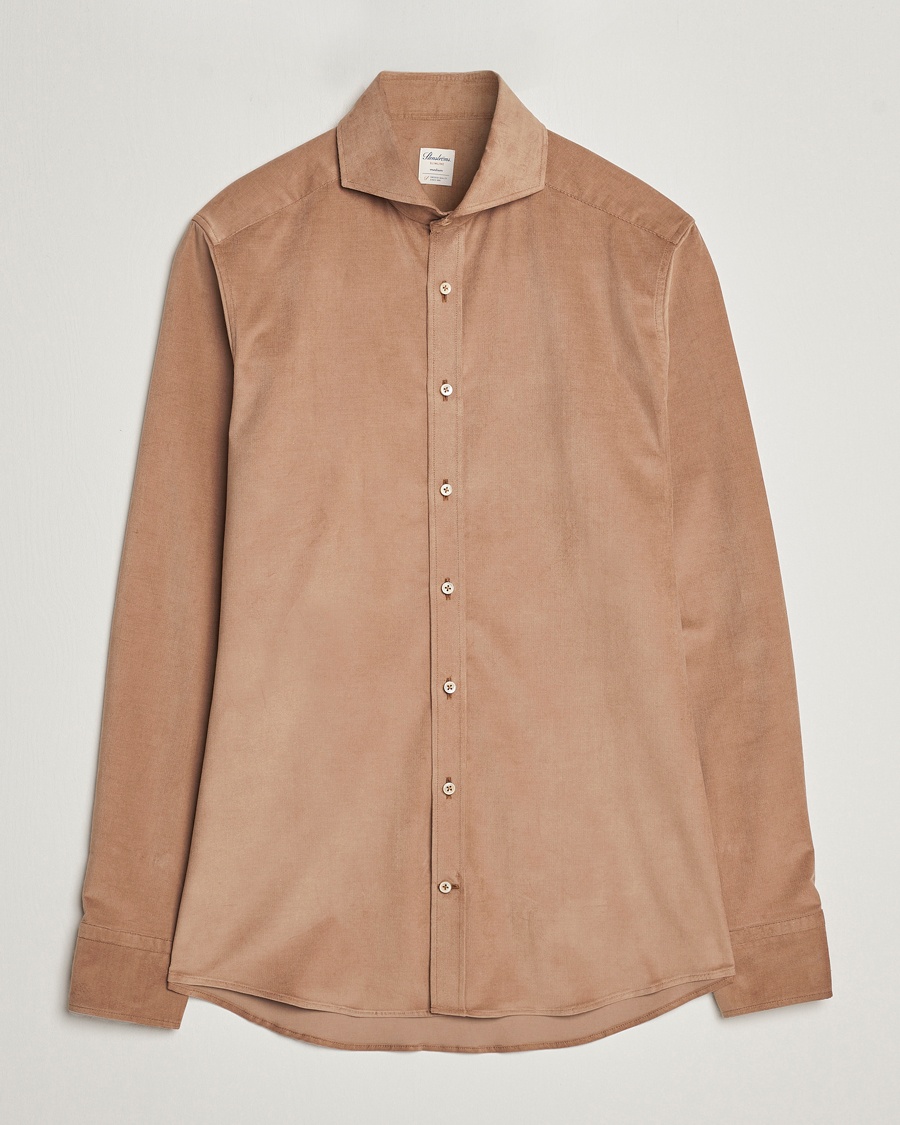 Herre | | Stenströms | Slimline Cut Away Corduroy Shirt Camel