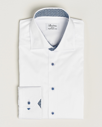 Herre | Mørkt tøj | Stenströms | Slimline Contrast Cut Away Shirt White