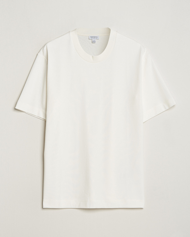 Herre | Hvide t-shirts | Sunspel | Heavyweight Mock Neck T-Shirt Ecru