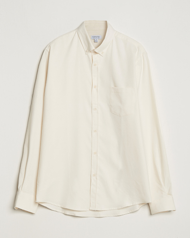 Herre | Sunspel | Sunspel | Brushed Cotton Flannel Shirt Ecru