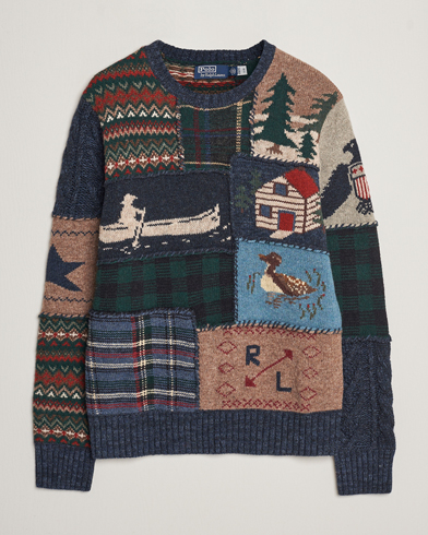 Herre | Nyheder | Polo Ralph Lauren | Wool Patchwork Knitted Sweater Multi