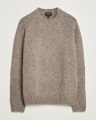 Herre | Strikkede trøjer | A.P.C. | Harris Wool Knitted Crew Neck Sweater Taupe