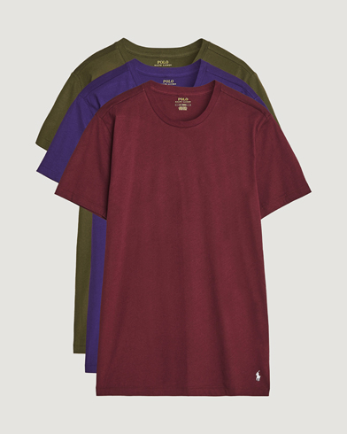 Herre | Flerpak | Polo Ralph Lauren | 3-Pack Crew Neck T-Shirt Wine/Green/Purple