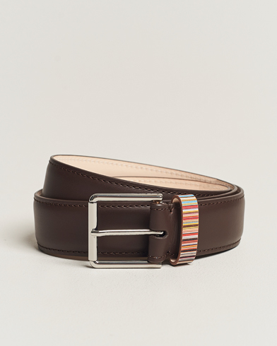 Herre |  | Paul Smith | Leather Stripe Belt Dark Brown
