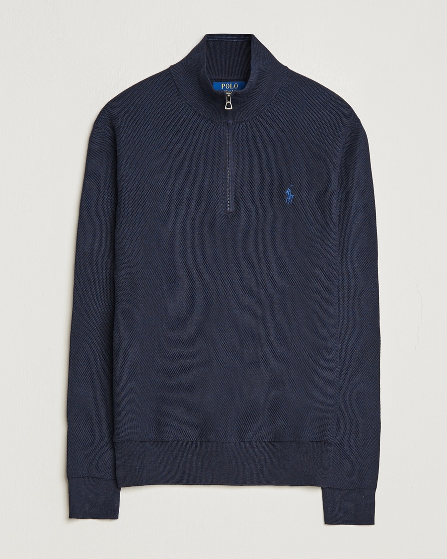 Polo Ralph Lauren Textured Half Zip Navy Heather – Blå
