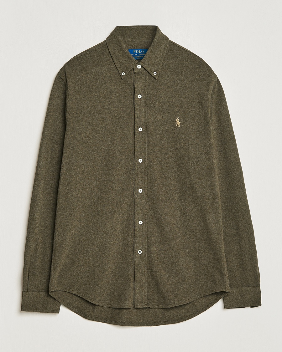 Polo Ralph Lauren Featherweight Mesh Shirt Wilson Olive Heather – Grøn