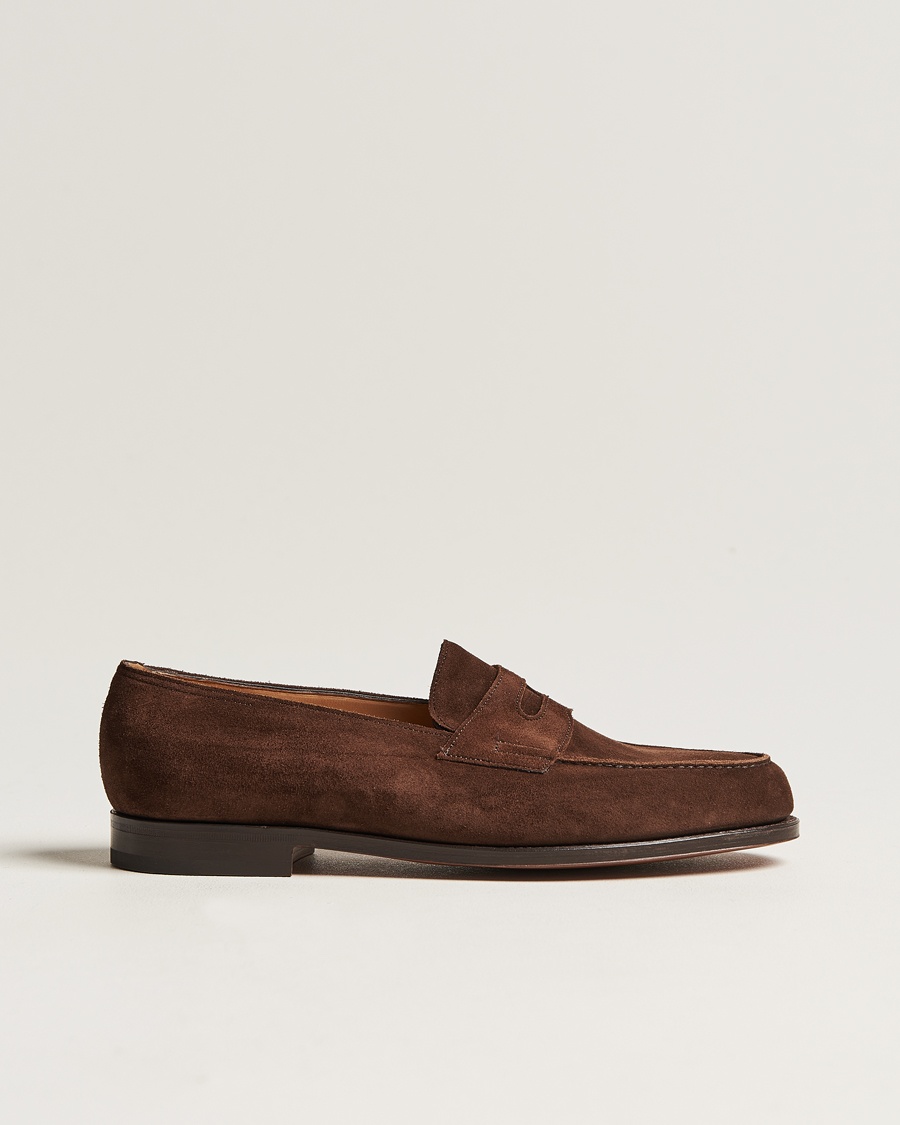 John Lobb Lopez Penny Loafer Dark Brown Suede – Brun