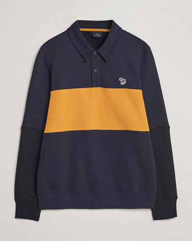 Herre | Rugbytrøjer | PS Paul Smith | Organic Cotton Zebra Colorblocked Rugger Navy/Yellow