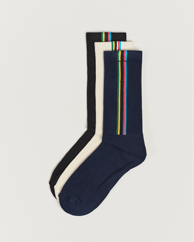 Herre | Paul Smith | PS Paul Smith | 3-Pack Striped Socks Black/Navy/White