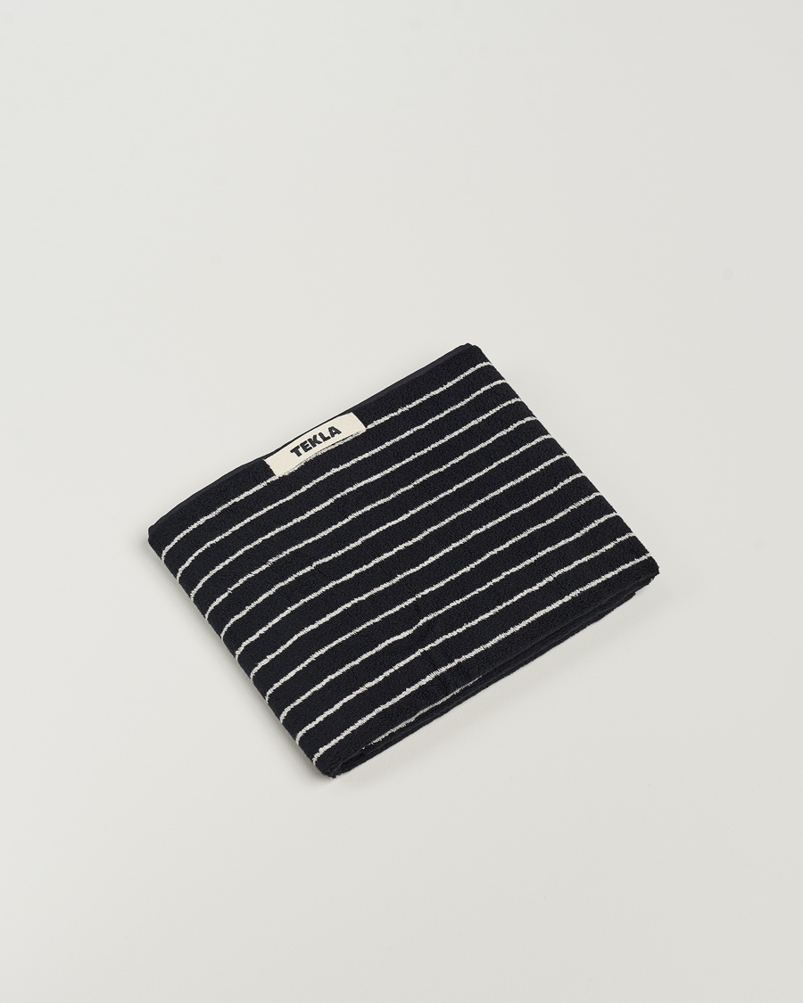 Herre | | Tekla | Organic Terry Hand Towel Black Stripe