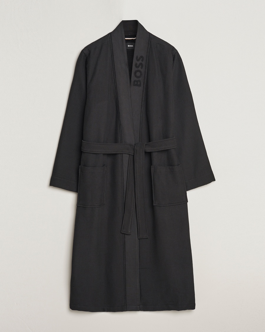 BOSS BLACK Waffle Robe Black – Sort