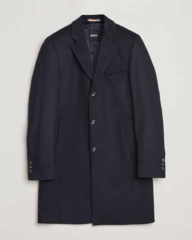 Herre | Efterårsjakker | BOSS BLACK | Hyde Wool/Cashmere Coat Dark Blue