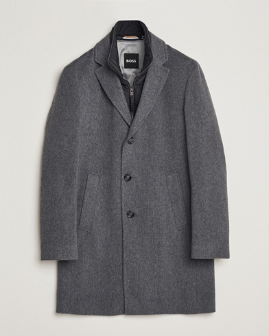 Herre | BOSS BLACK | BOSS BLACK | Hyde Wool/Cashmere Bib Coat Medium Grey