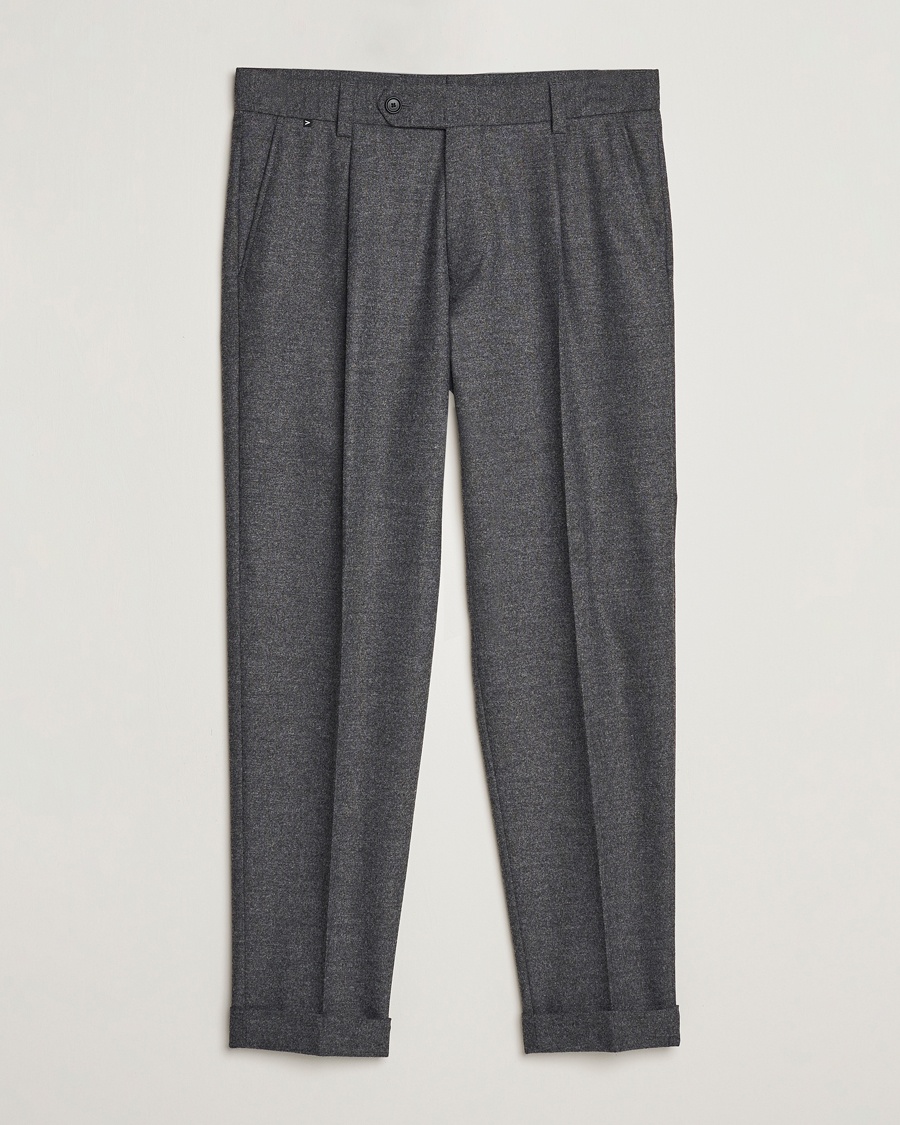 Herre | | BOSS BLACK | Perin Tech Flannel Pleated Trousers Dark Grey