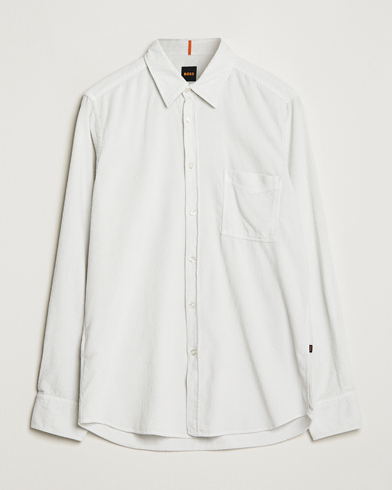 Herre | Fløjlsskjorter | BOSS ORANGE | Relegant Corduroy Shirt Light Grey