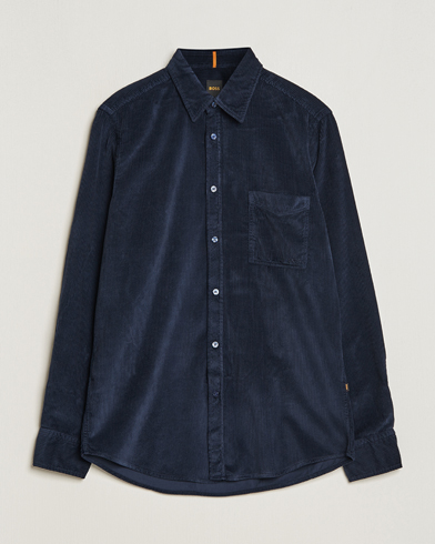 Herre | Fløjlsskjorter | BOSS ORANGE | Relegant Corduroy Shirt Dark Blue