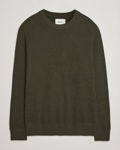 Herre | Strikkede trøjer | NN07 | Kevin Cotton Knitted Sweater Deep Green