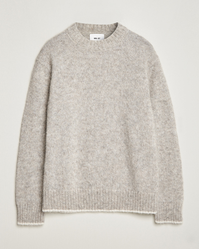 Herre | Strikkede trøjer | NN07 | Jack Wool Crew Neck Sweater Light Grey Melange