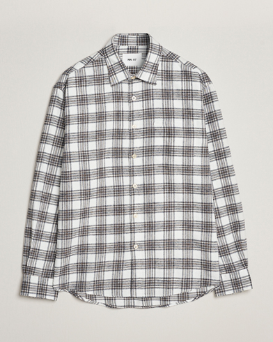 Herre |  | NN07 | Deon Brushed Flannel Checked Shirt Cream/Brown
