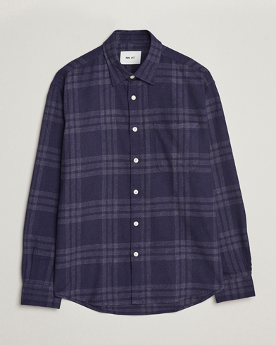 Herre | Flannelskjorter | NN07 | Deon Brushed Flannel Checked Shirt Navy Blue
